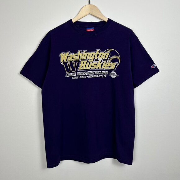 2009 Champion University of Washington Huskies NCAA Baseball T-Shirt Size Large - Picture 2 of 5